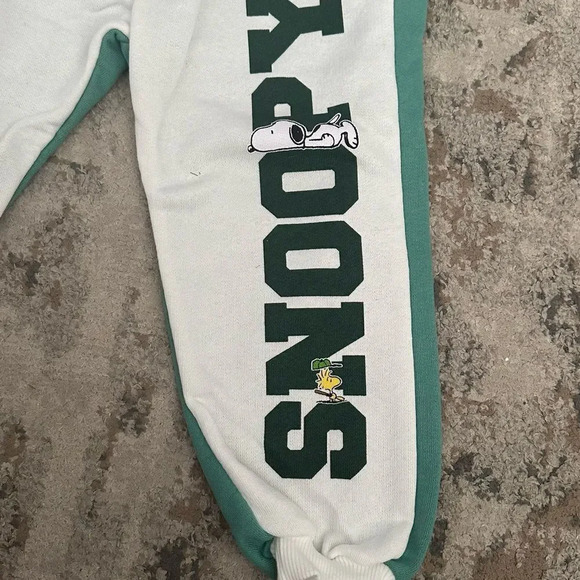 ZARA Kids | Ecru-Green | SNOOPY PEANUTS™ COLORBLOCK JOGGER PANTS - Picture 9 of 10